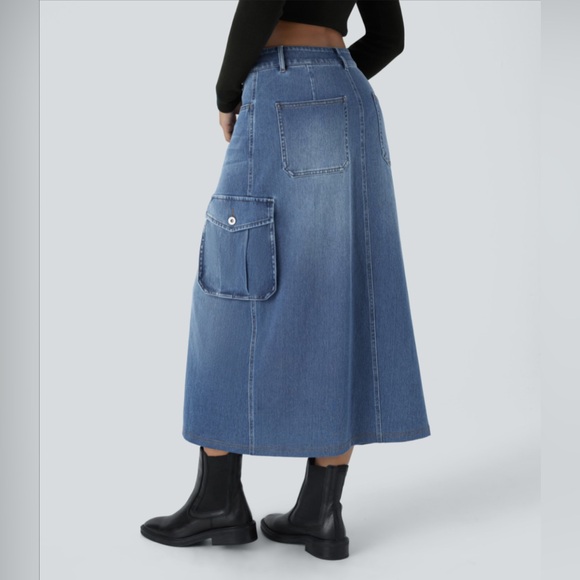 Halara Denim Maxi Cargo Skirt - Picture 3 of 12